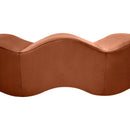 Meridian Wave Cognac Velvet Bench IMAGE 8