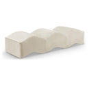 Meridian Wave Cream Velvet Bench IMAGE 1