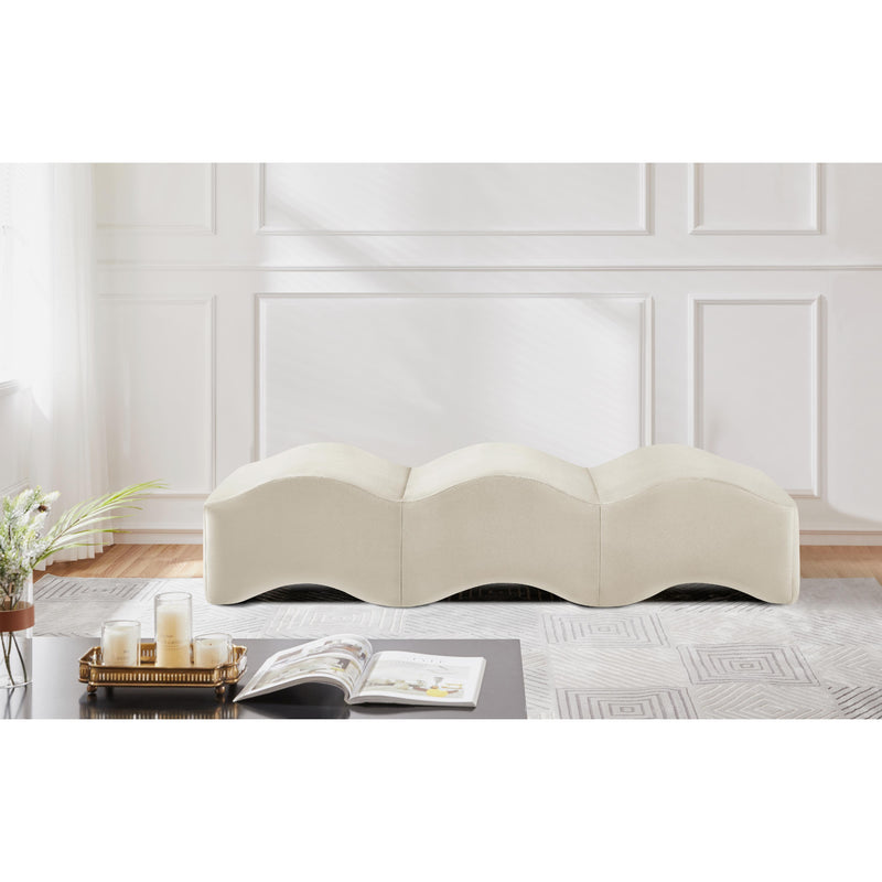 Meridian Wave Cream Velvet Bench IMAGE 2