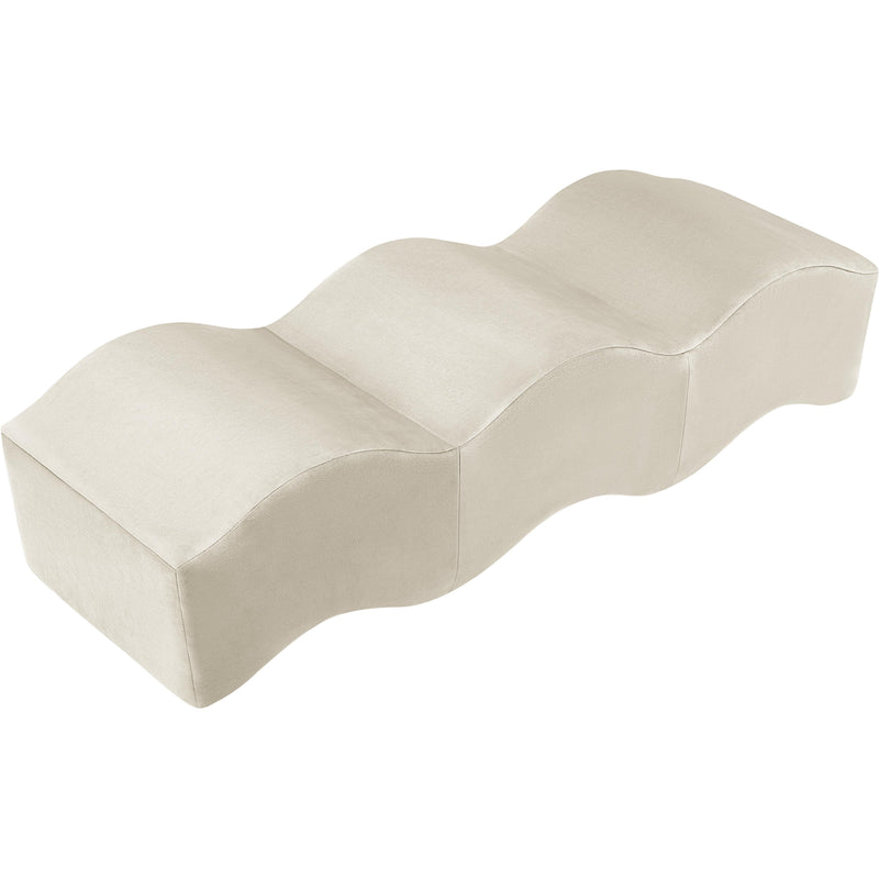 Meridian Wave Cream Velvet Bench IMAGE 3