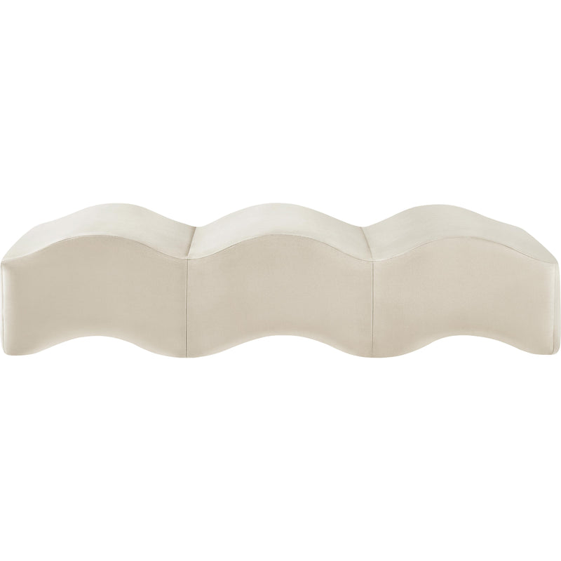 Meridian Wave Cream Velvet Bench IMAGE 4
