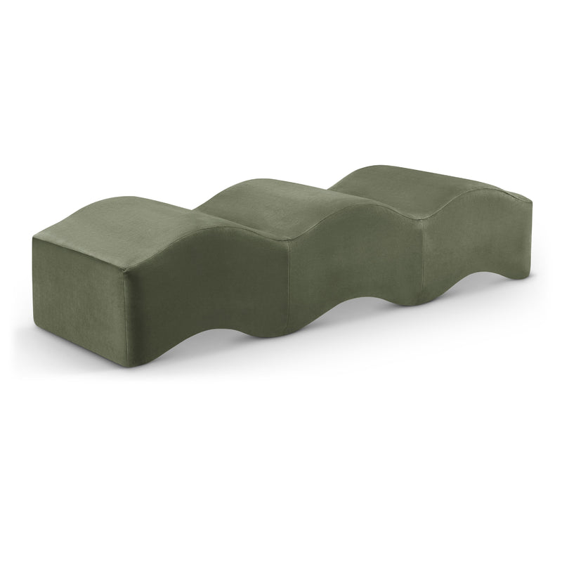 Meridian Wave Green Velvet Bench IMAGE 1
