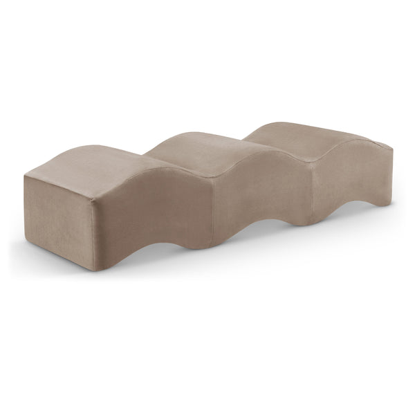 Meridian Wave Taupe Velvet Bench IMAGE 1