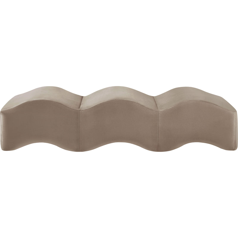 Meridian Wave Taupe Velvet Bench IMAGE 4
