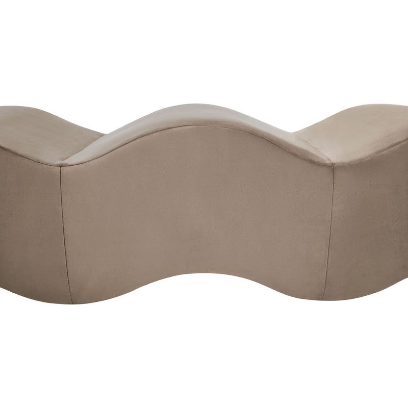 Meridian Wave Taupe Velvet Bench IMAGE 8
