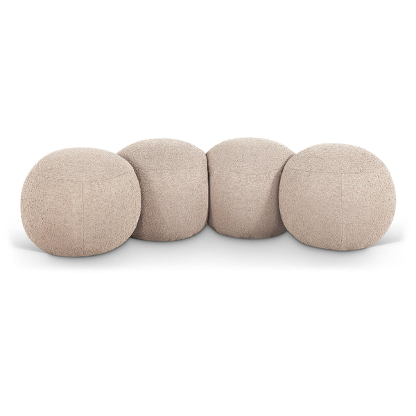 Meridian Apollo Beige Boucle Fabric Bench IMAGE 1