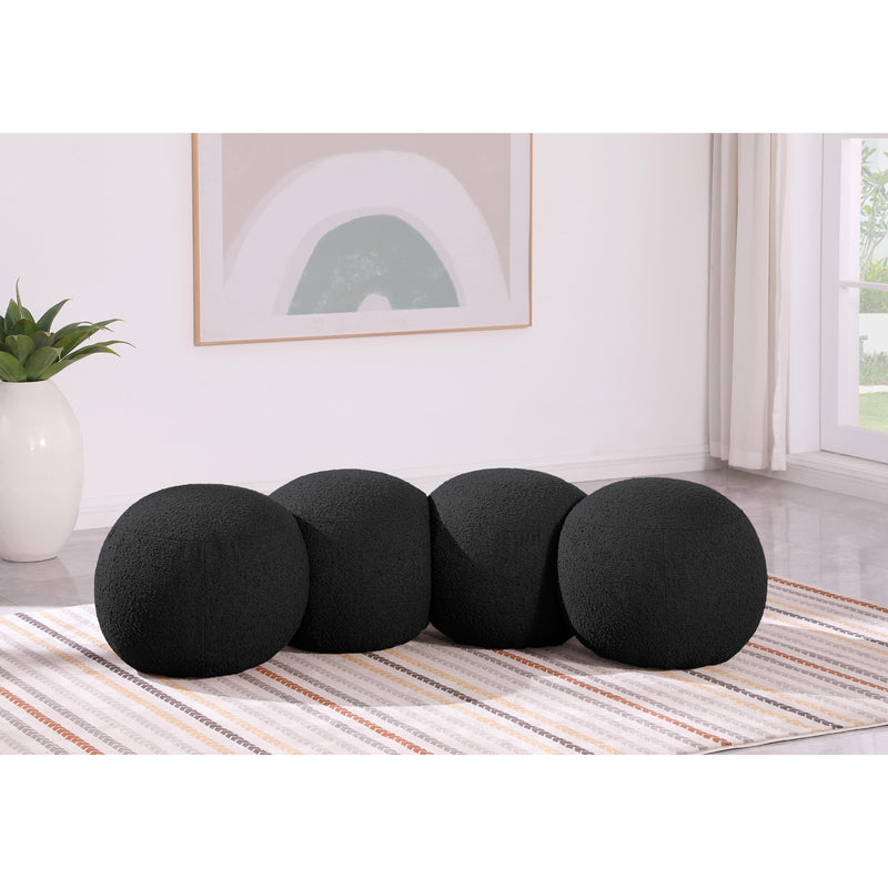 Meridian Apollo Black Boucle Fabric Bench IMAGE 2