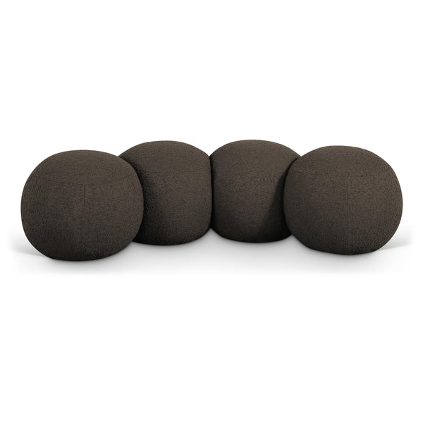 Meridian Apollo Brown Boucle Fabric Bench IMAGE 1