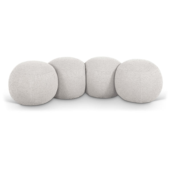 Meridian Apollo Cream Boucle Fabric Bench IMAGE 1