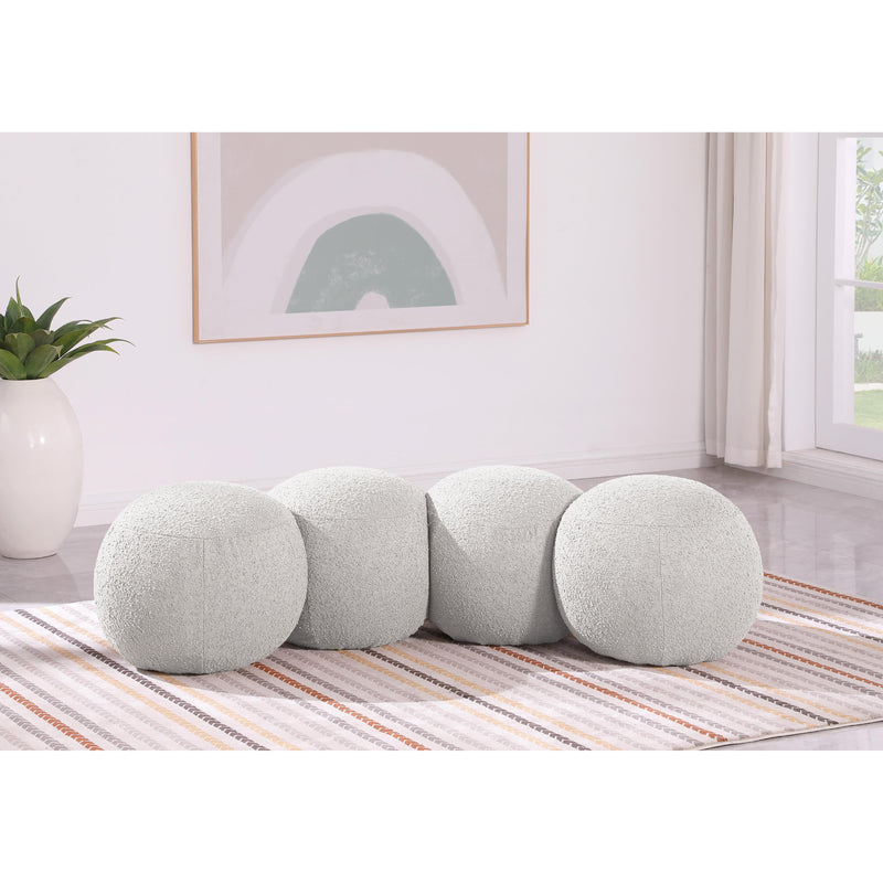 Meridian Apollo Cream Boucle Fabric Bench IMAGE 2