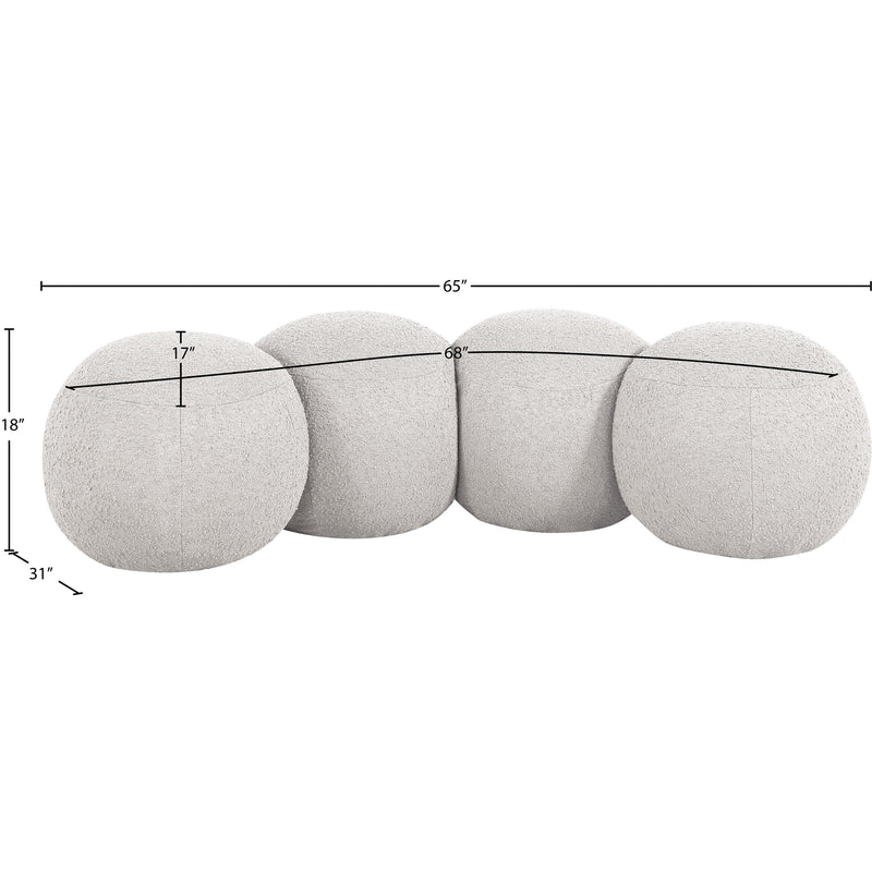 Meridian Apollo Cream Boucle Fabric Bench IMAGE 9