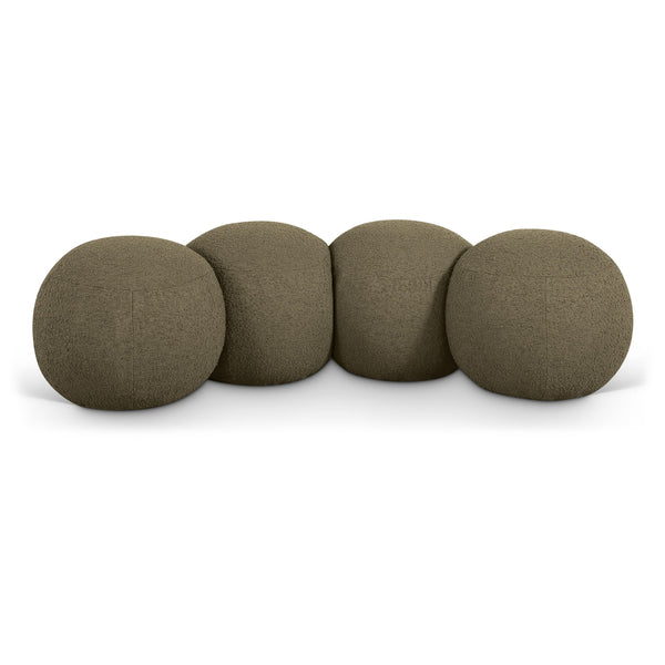 Meridian Apollo Olive Boucle Fabric Bench IMAGE 1