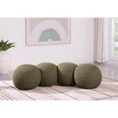 Meridian Apollo Olive Boucle Fabric Bench IMAGE 2