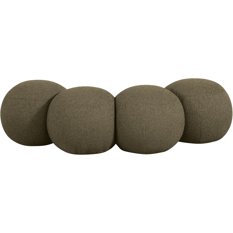 Meridian Apollo Olive Boucle Fabric Bench IMAGE 4