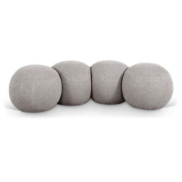 Meridian Apollo Taupe Boucle Fabric Bench IMAGE 1