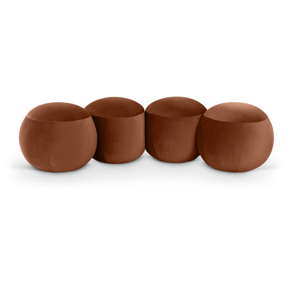 Meridian Apollo Cognac Velvet Bench IMAGE 1