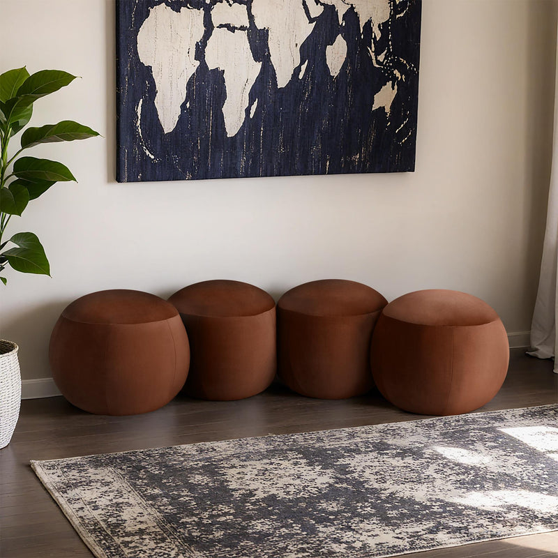 Meridian Apollo Cognac Velvet Bench IMAGE 2