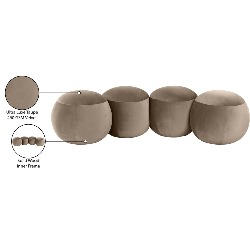 Meridian Apollo Taupe Velvet Bench IMAGE 10