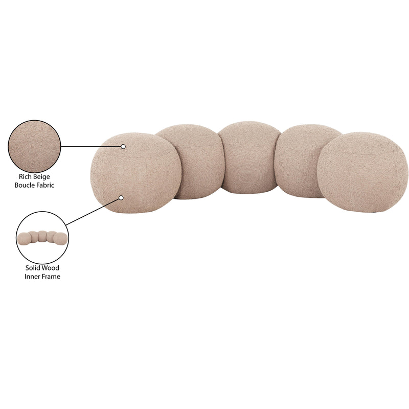 Meridian Apollo Beige Boucle Fabric Bench IMAGE 10