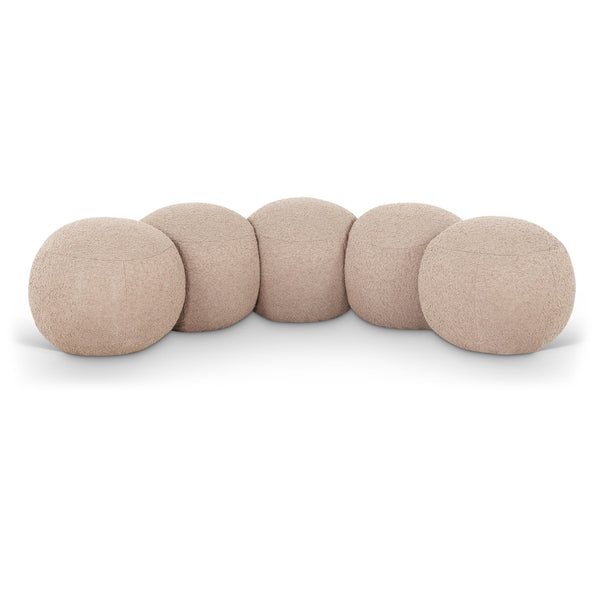 Meridian Apollo Beige Boucle Fabric Bench IMAGE 1