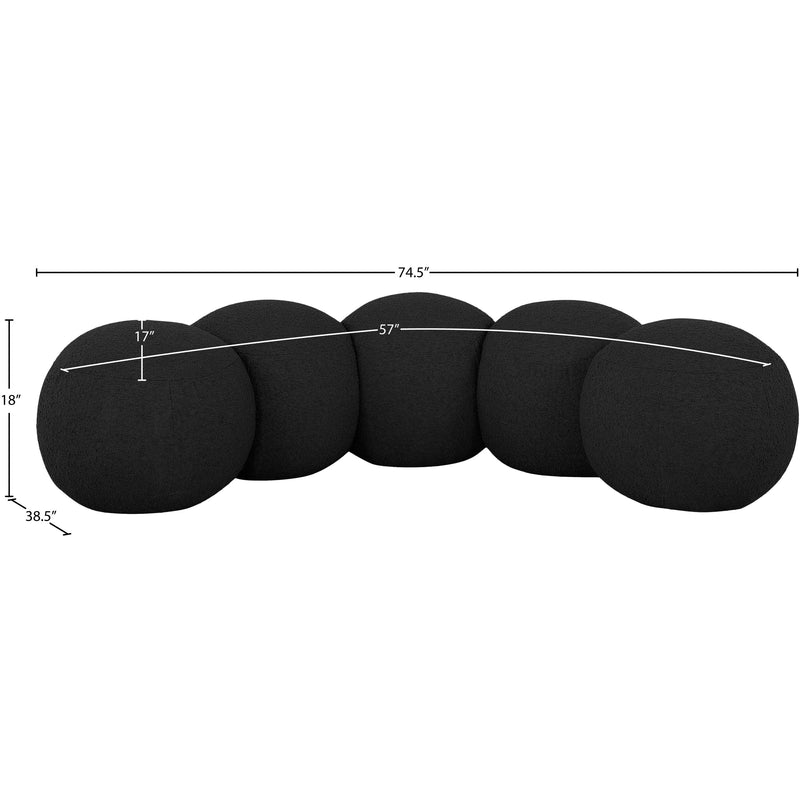 Meridian Apollo Black Boucle Fabric Bench IMAGE 9