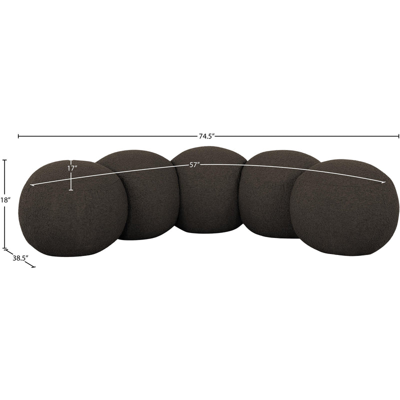 Meridian Apollo Brown Boucle Fabric Bench IMAGE 9