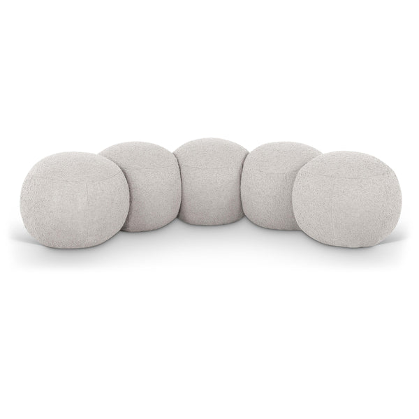 Meridian Apollo Cream Boucle Fabric Bench IMAGE 1