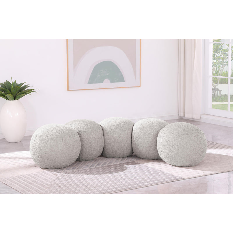 Meridian Apollo Cream Boucle Fabric Bench IMAGE 2