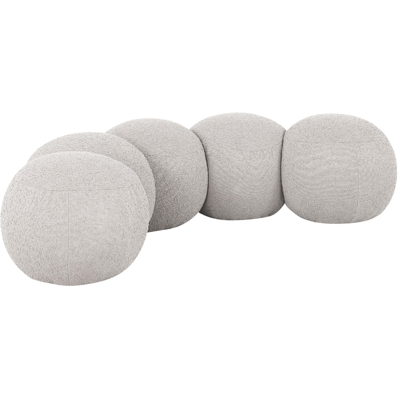 Meridian Apollo Cream Boucle Fabric Bench IMAGE 3