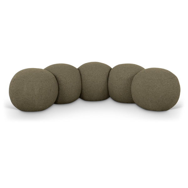 Meridian Apollo Olive Boucle Fabric Bench IMAGE 1