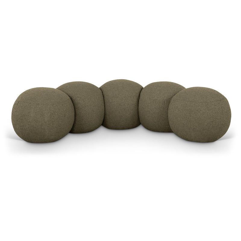 Meridian Apollo Olive Boucle Fabric Bench IMAGE 1