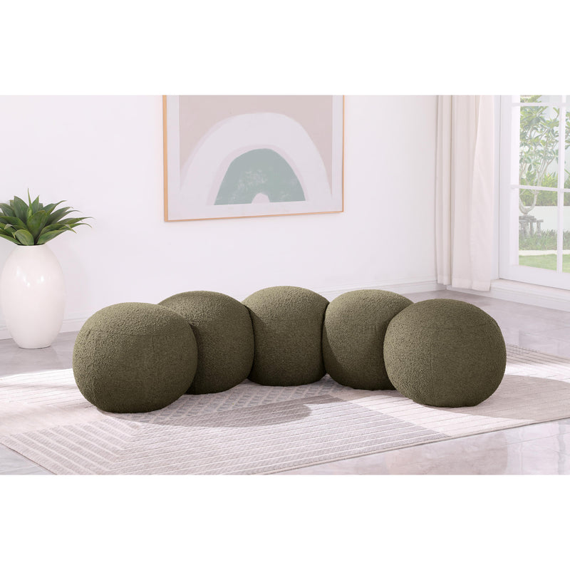 Meridian Apollo Olive Boucle Fabric Bench IMAGE 2