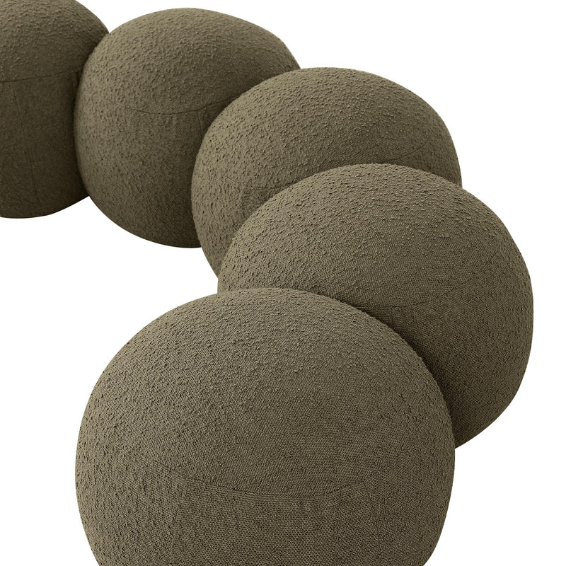 Meridian Apollo Olive Boucle Fabric Bench IMAGE 7