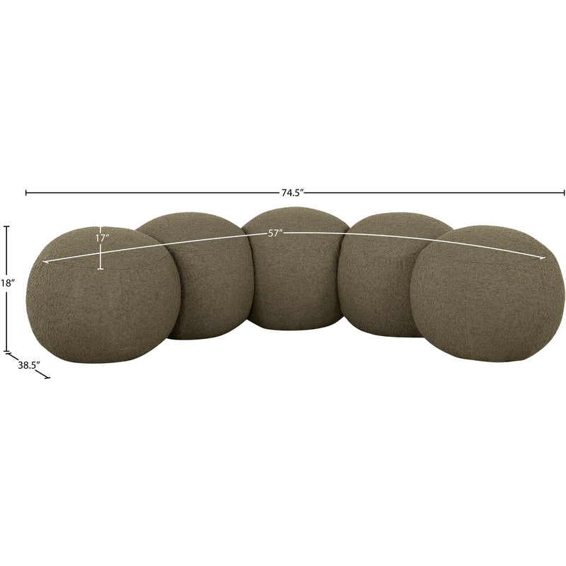 Meridian Apollo Olive Boucle Fabric Bench IMAGE 9