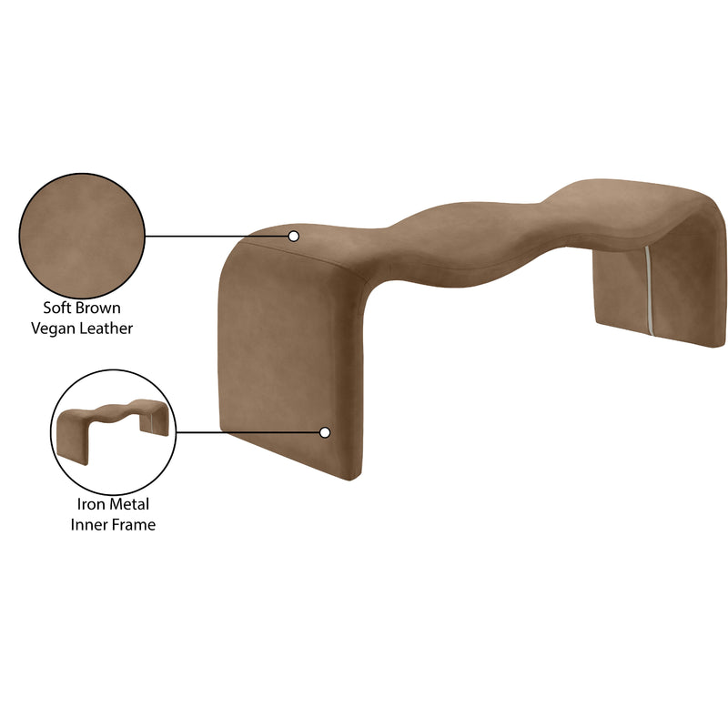 Meridian Willow Brown Vegan Leather Bench IMAGE 11