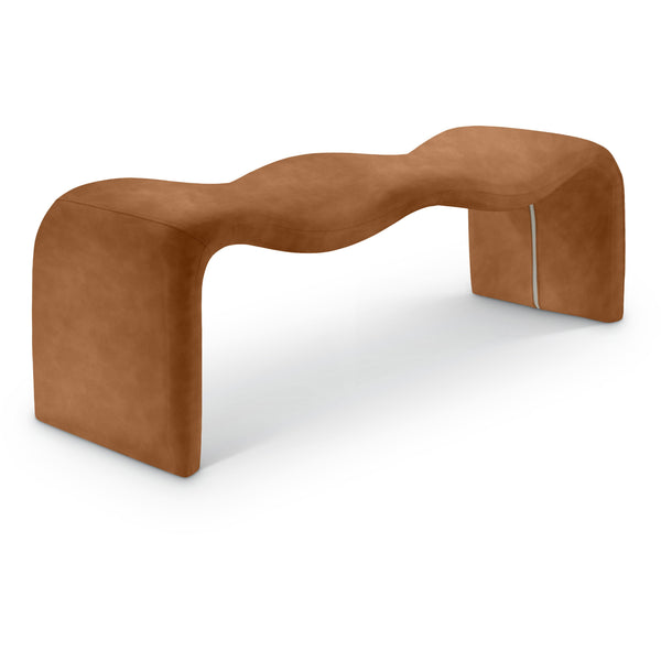 Meridian Willow Cognac Vegan Leather Bench IMAGE 1