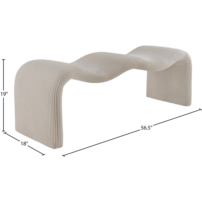 Meridian Willow Beige Corduroy Fabric Bench IMAGE 10