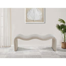 Meridian Willow Beige Corduroy Fabric Bench IMAGE 2