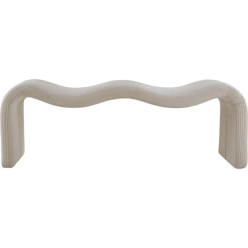Meridian Willow Beige Corduroy Fabric Bench IMAGE 3