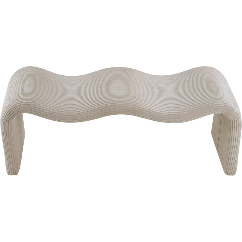 Meridian Willow Beige Corduroy Fabric Bench IMAGE 5