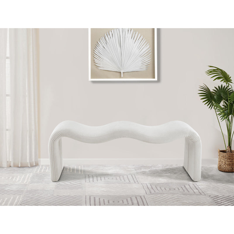 Meridian Willow Cream Corduroy Fabric Bench IMAGE 2