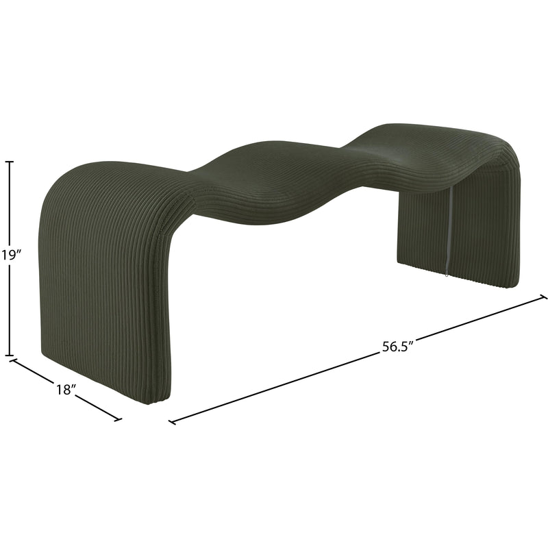 Meridian Willow Green Corduroy Fabric Bench IMAGE 10