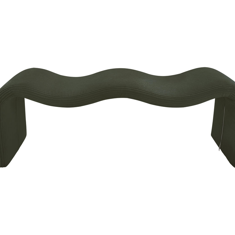 Meridian Willow Green Corduroy Fabric Bench IMAGE 6