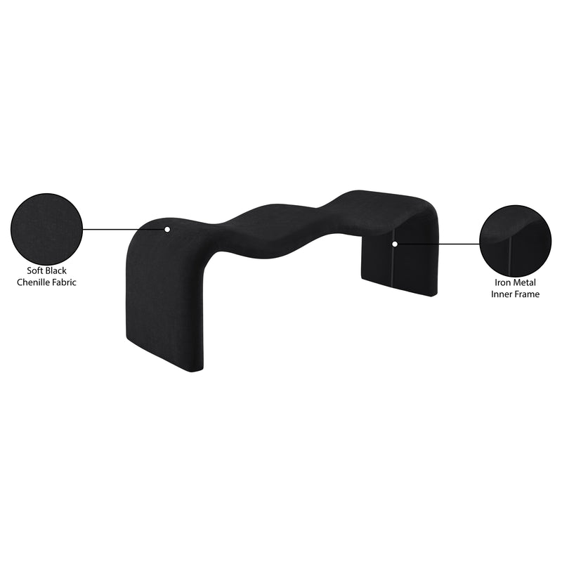 Meridian Willow Black Chenille Fabric Bench IMAGE 11