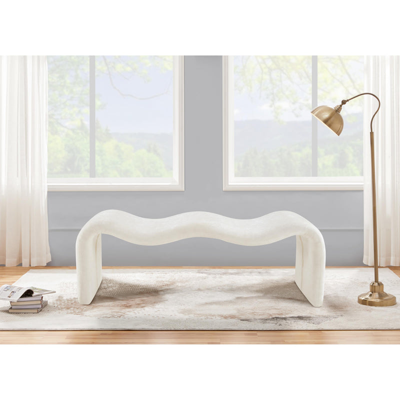 Meridian Willow Cream Chenille Fabric Bench IMAGE 2
