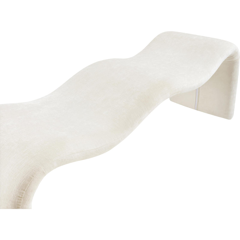 Meridian Willow Cream Chenille Fabric Bench IMAGE 7