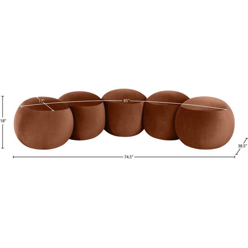 Meridian Apollo Cognac Velvet Bench IMAGE 9