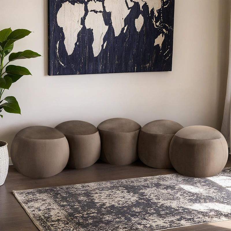 Meridian Apollo Taupe Velvet Bench IMAGE 2