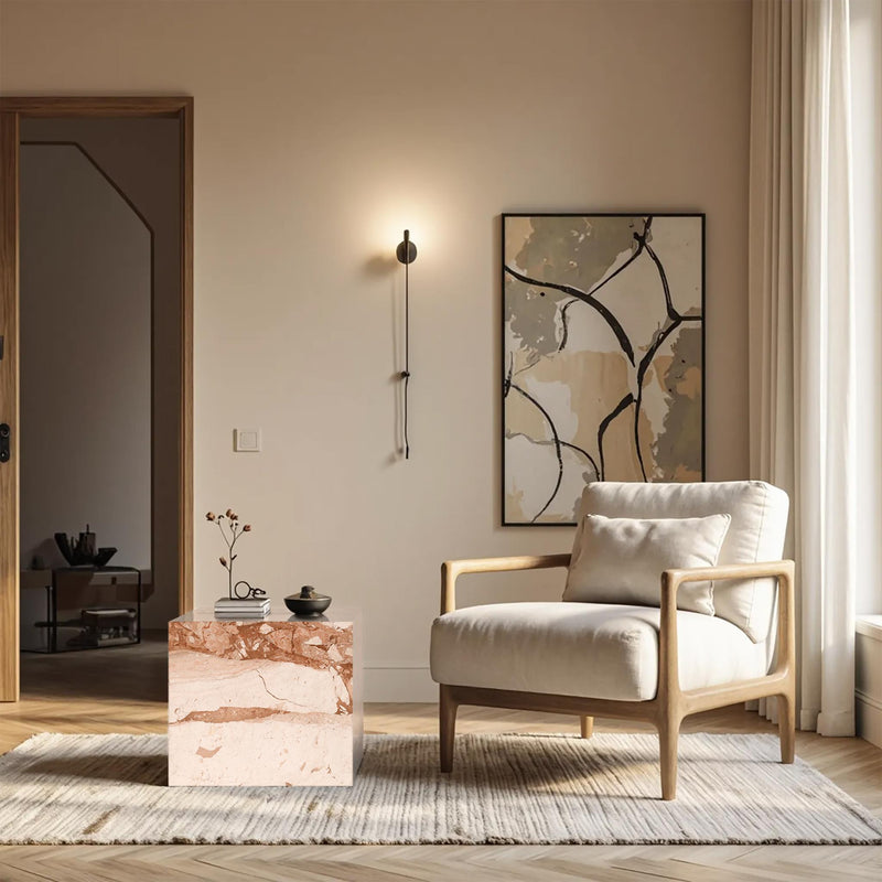 Meridian Bolzano Cream Marble End Table IMAGE 2