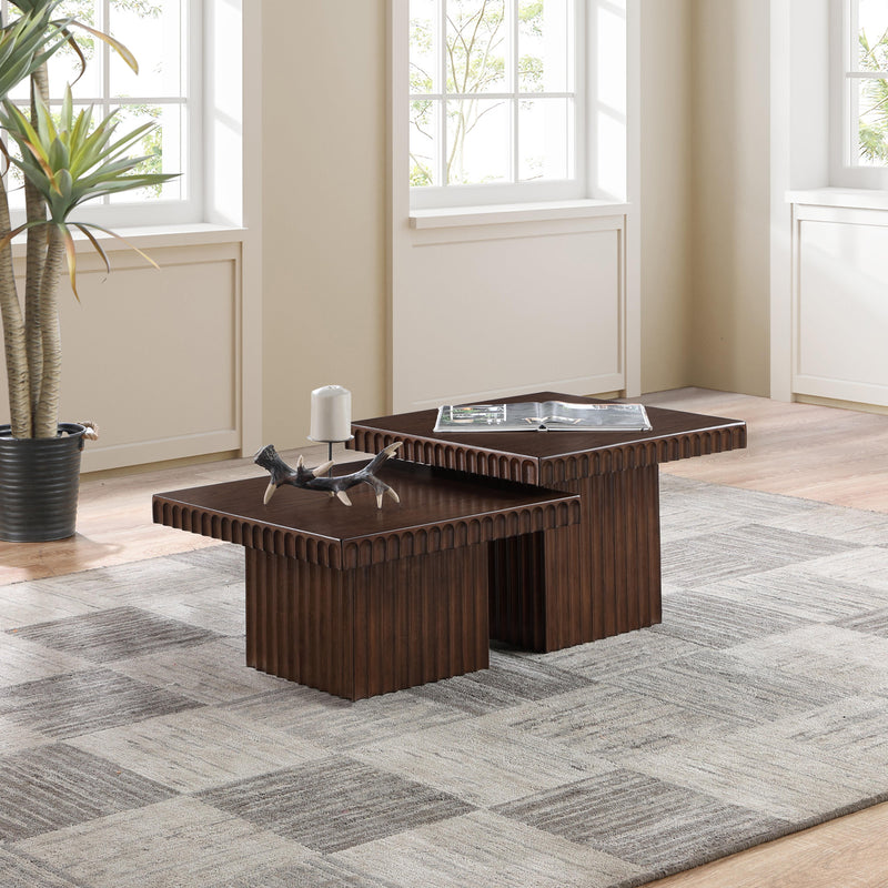 Meridian Spencer Brown Oak Veneer Coffee Table IMAGE 2